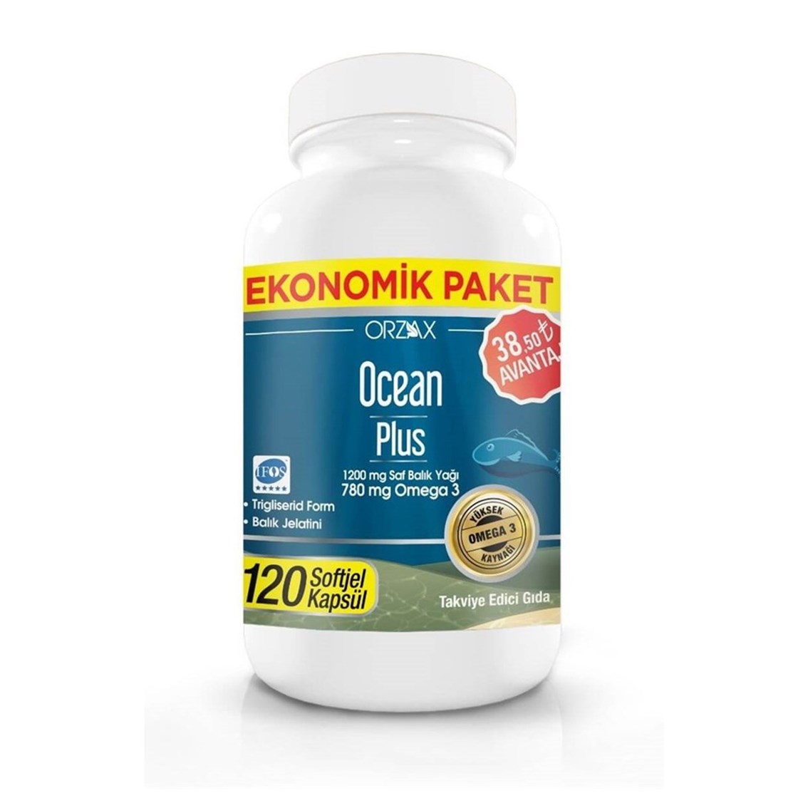 Orzax Ocean Plus Omega-3 120 Kapsül | Ekonomik Paket