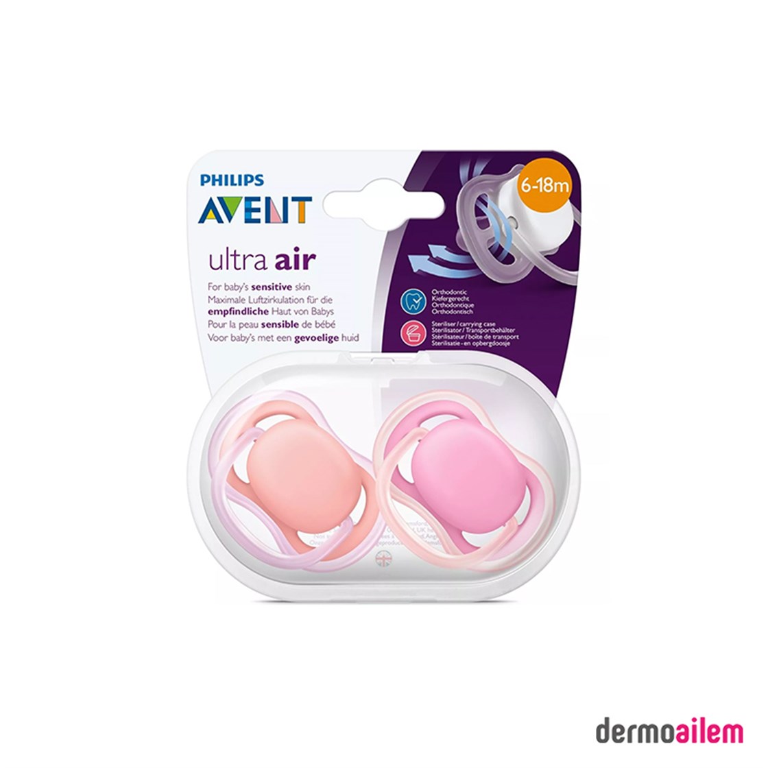 Philips Avent Ultra Air 2li Silikon Emzik Kız Renkli 6-18 Ay