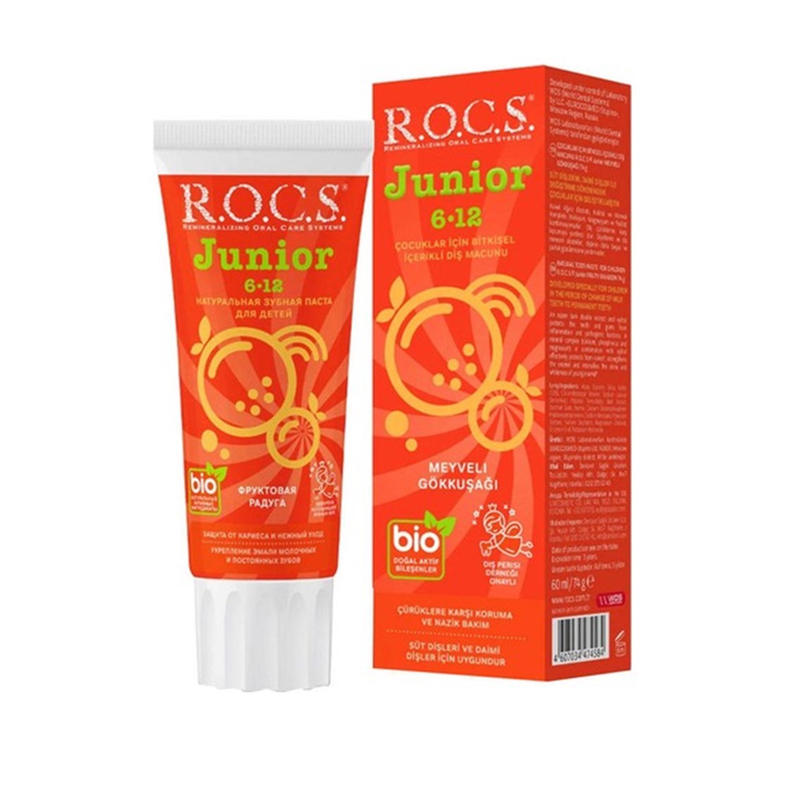 Rocs Junior Meyveli Gökkuşağı Diş Macunu 6-12 Yaş 60 Ml