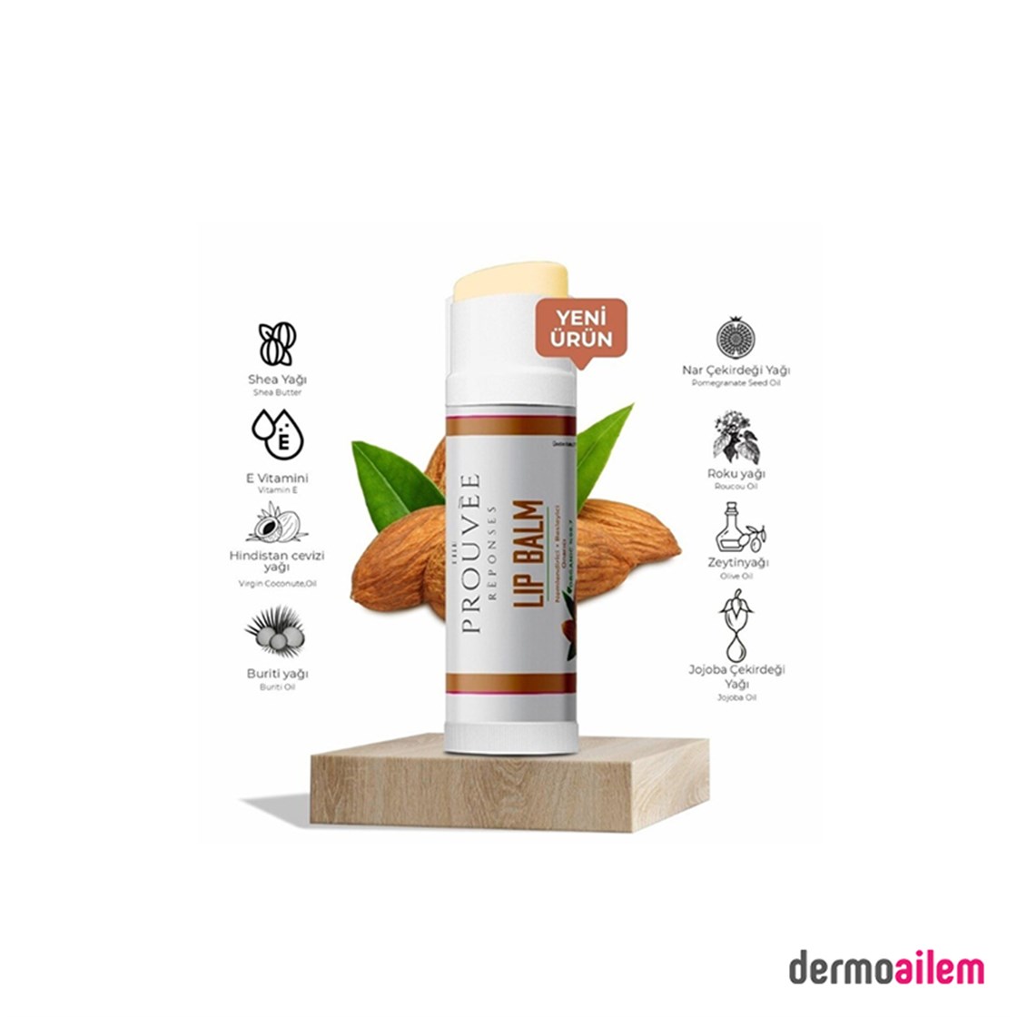 The Prouvee Organik Dudak Lip Balm Tatlı Badem Aromalı 5 ml (SKT: 01.2025)