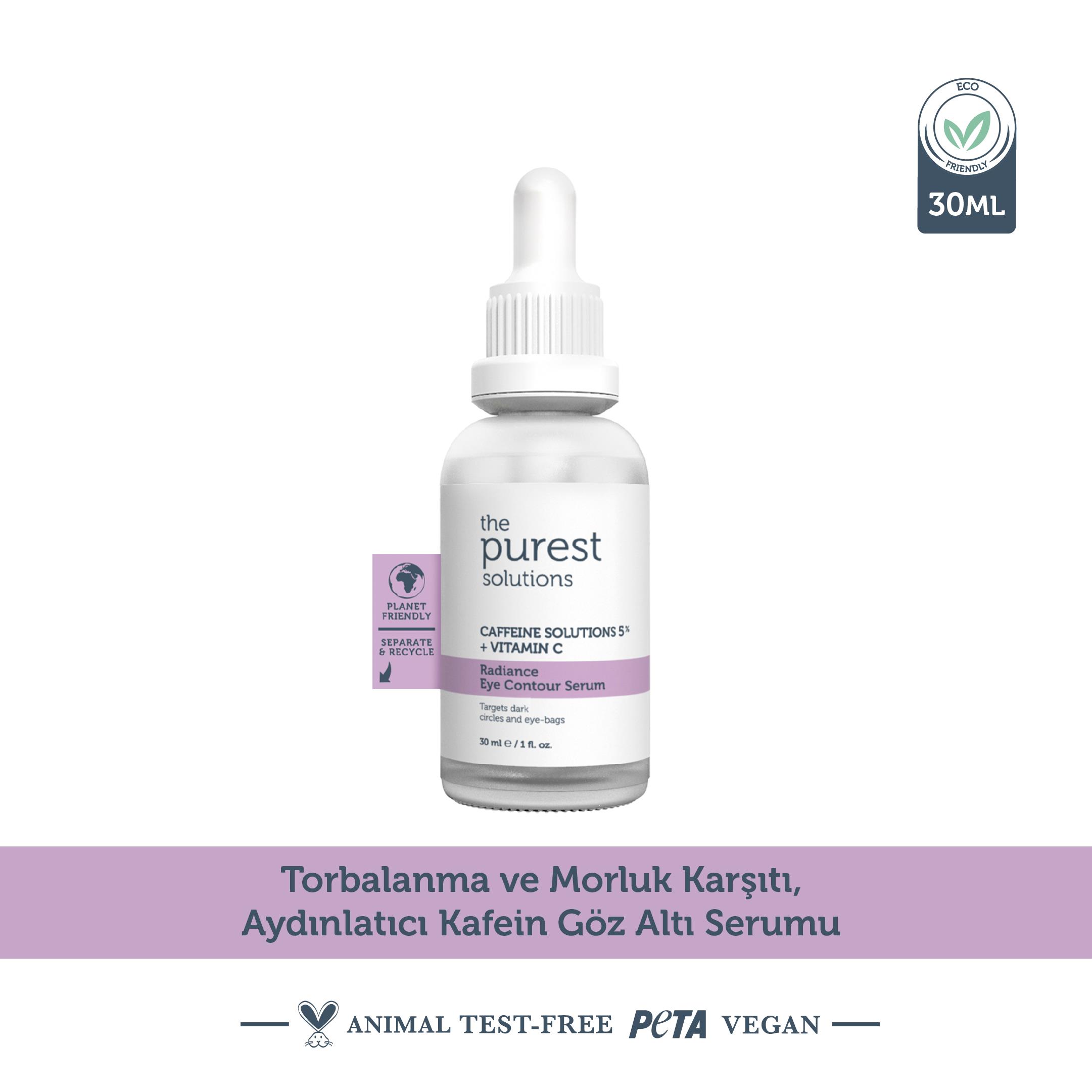 The Purest Solutions Caffeine 5% - Vitamin C 30 ml Göz Altı Torbalanma Aydınlık Göz Altı Görünüm Destekleyici Bakım Serumu