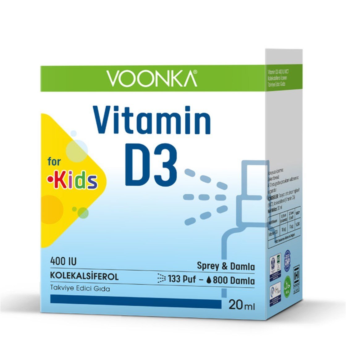 Voonka Vitamin D3 400 IU Kids Sprey 20 ml (SKT:30/09/2023) Voonka Vitamin D3 400 IU Kids Sprey 20 ml (SKT:30/09/2023)