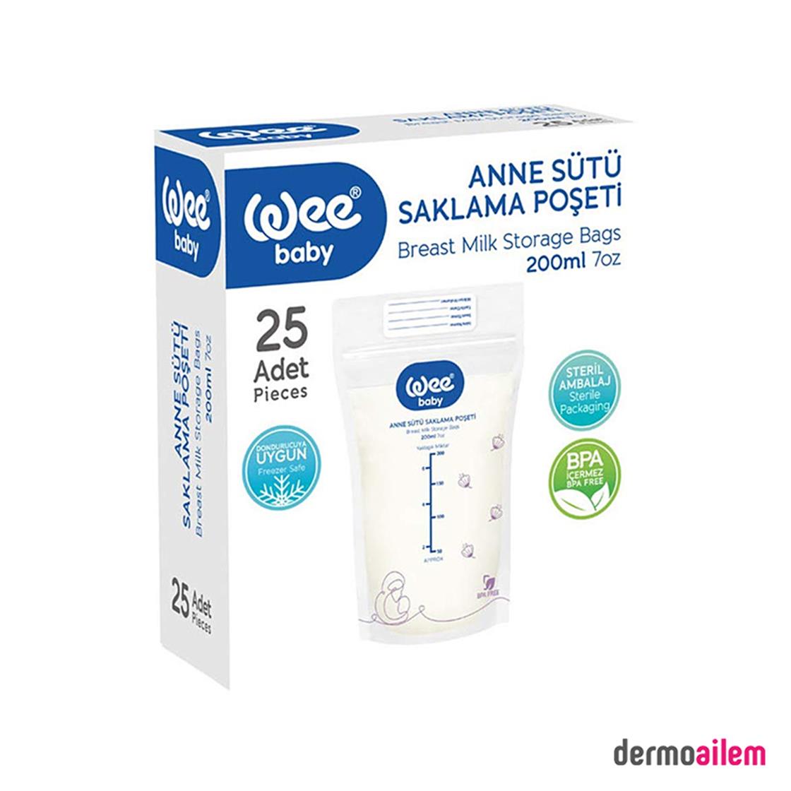 Wee Baby Anne Sütü Saklama Poşeti 25 Adet 200 Ml