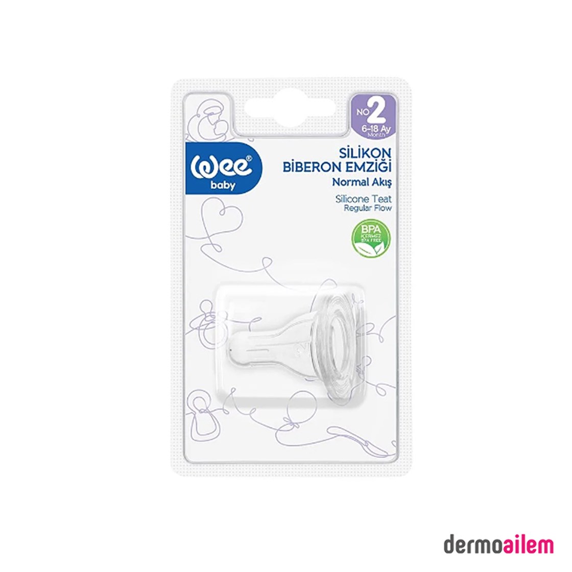 Wee Baby Klasik Silikon Biberon Emziği Normal Akış 6-18 Ay