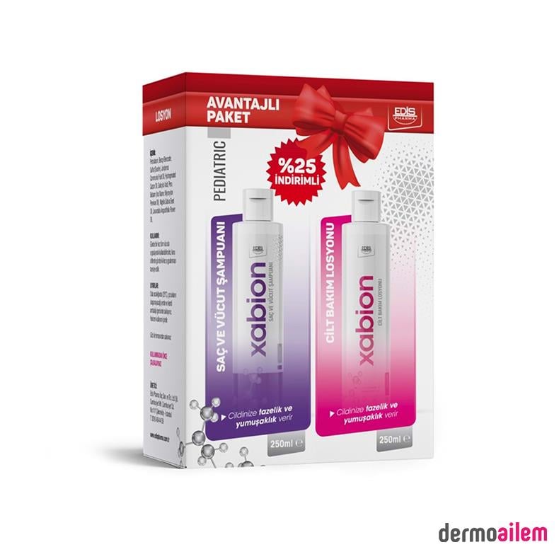 Xabion Pediatric Cilt Bakım Losyonu 250Ml+ Şampuanı 250 Ml Kofre Paket