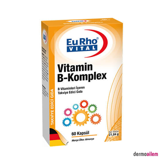 Takviye Edici GıdalarEurho VitalEurho Vital Vitamin B-Komplex 60 Kapsül(SKT:07,2022)