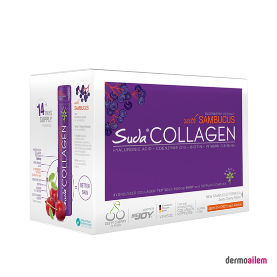 Kolajen ( Collagen )Suda CollagenSuda Collagen Sambucus 40 ml x 30 Flakon Vişne Aromalı