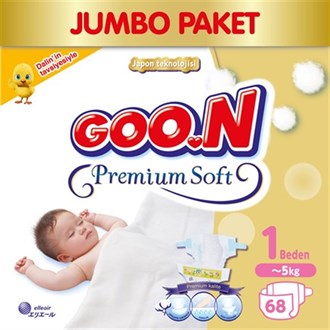 Bebek BezleriGoonGoon Bebek Bezi Premium Soft Yenidoğan 1 Beden Jumbo Paket 60 Adet