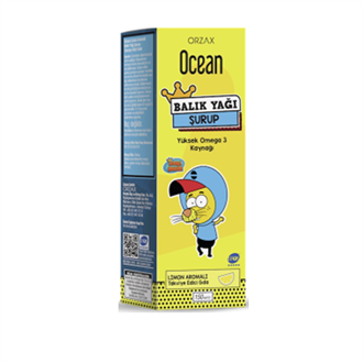 Omega 3 & Balık YağlarıOrzaxOcean Omega 3 Balık Yağı Şurup Limon Aromalı Kral Şakir 150 Ml