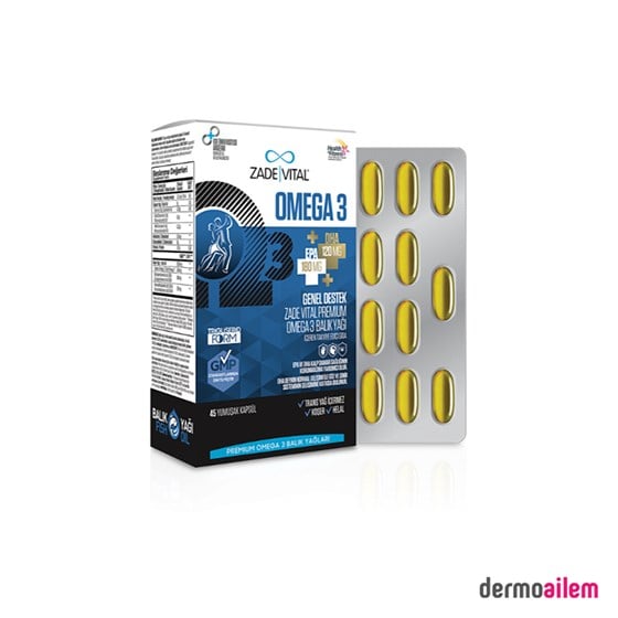 Omega 3 & Balık YağlarıZade VitalZade Vital Premium Omega 3 Balık Yağı Genel Destek 45 Kapsül