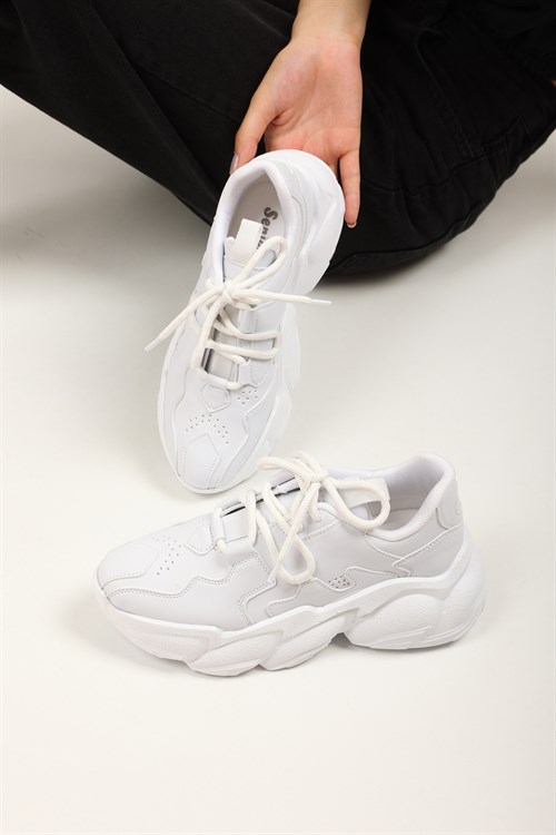 Anemone Beyaz Bağcıklı Kadın Spor Ayakkabı