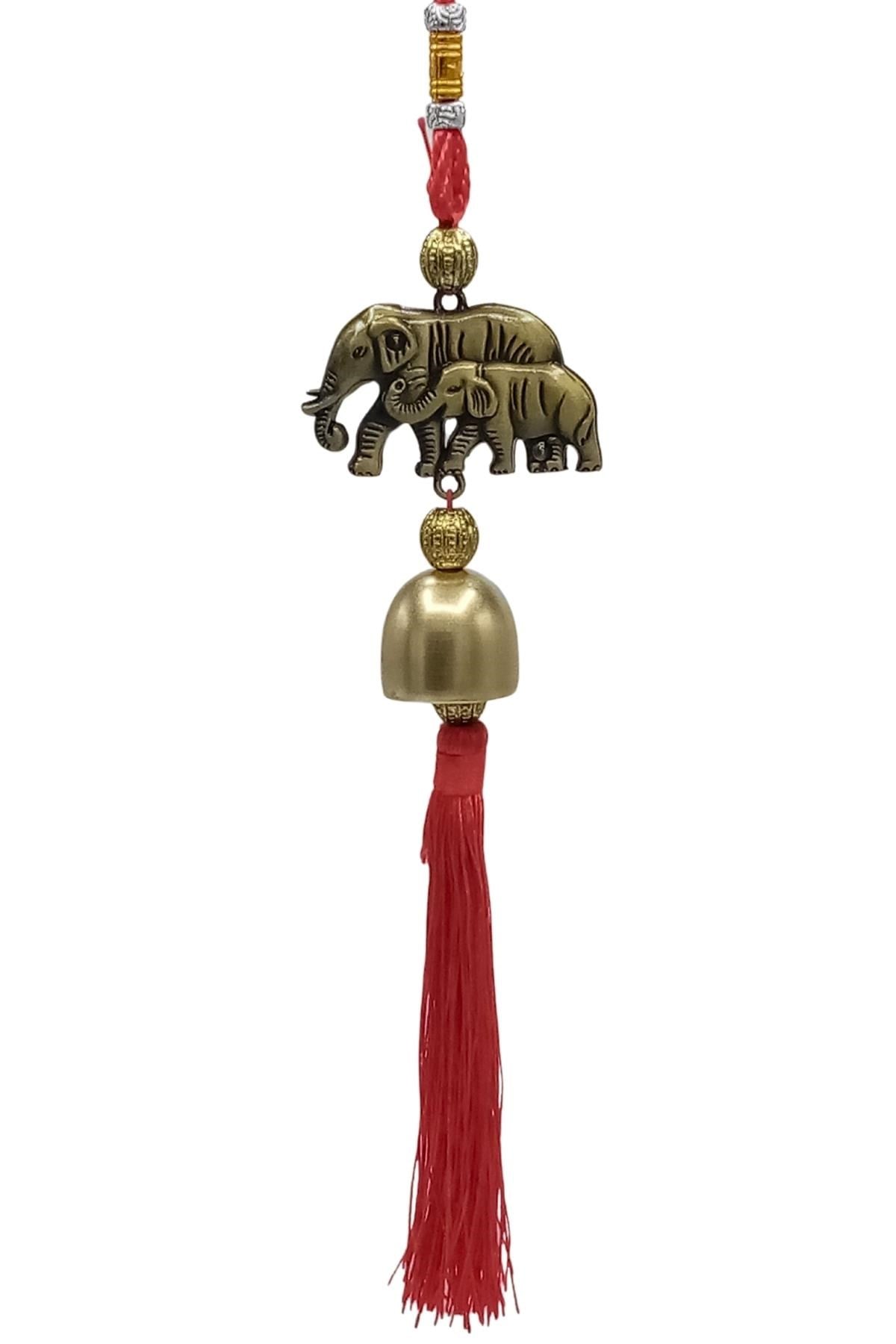 ÇinDünyadan HediyelerDNY-HDALK2262Keskin Hediyelik Eşya Ve TekstilÇin Feng Shui Şans ve Bereket Filleri Metal Çan 30 cm