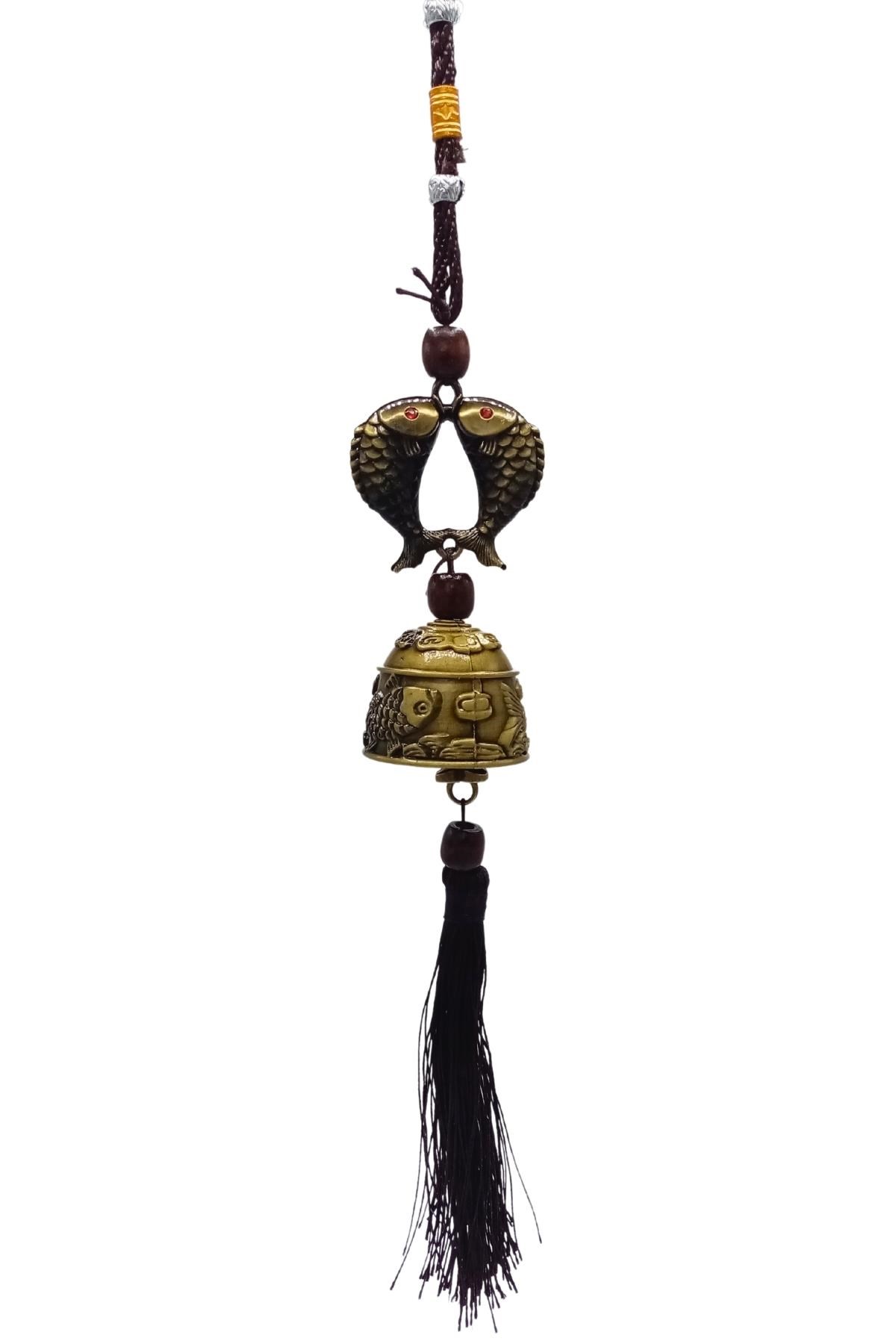ÇinDünyadan HediyelerDNY-HDALK2267Keskin Hediyelik Eşya Ve TekstilÇin Feng Shui Şans ve Bereket Metal Koi Balık Çan 35 cm