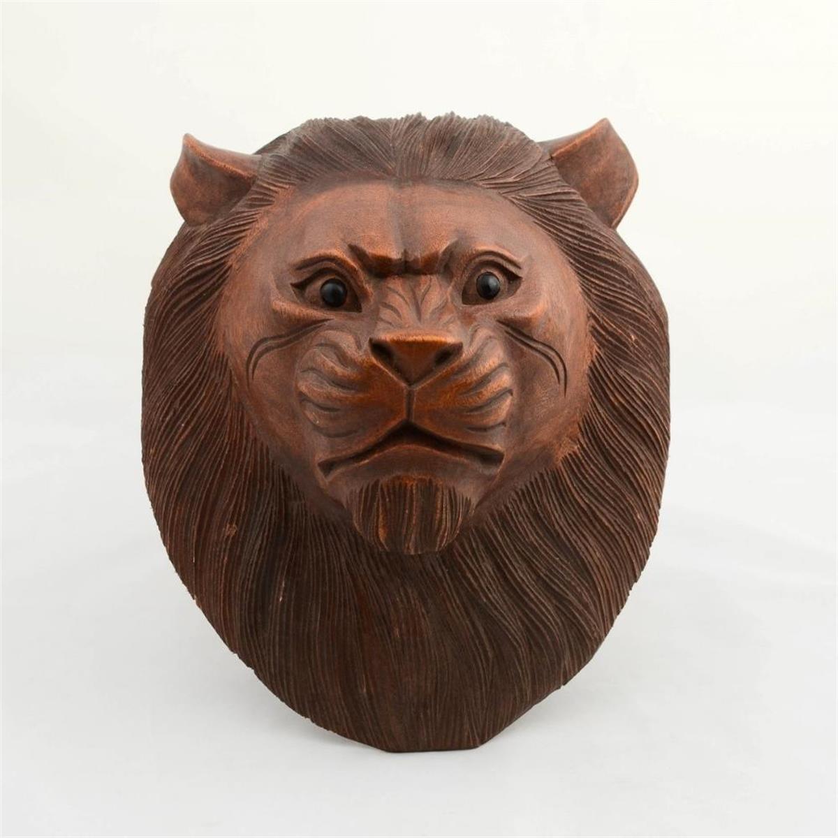EndonezyaDünyadan HediyelerBB-632548-AYIKeskin Hediyelik Eşya Ve TekstilMaun Ağacı Aslan Kafası El Yapımı Duvar Dekoru Biblo 30cm