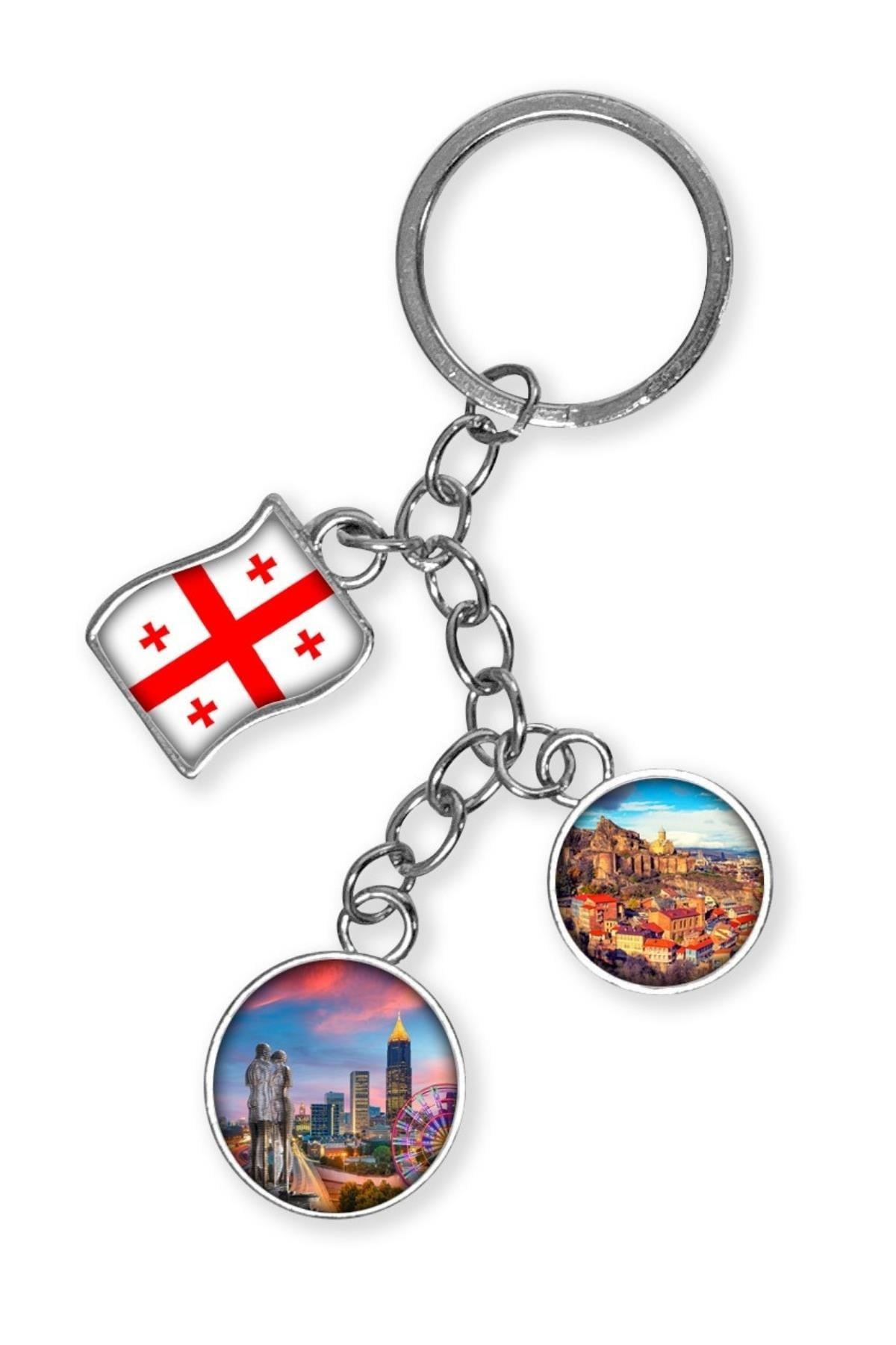GürcistanDünyadan HediyelerDNY-HDYKREPOK26Keskin Hediyelik Eşya Ve TekstilGürcistan Üçlü Epoksi Metal Çift Taraflı Damla Anahtarlık Georgia