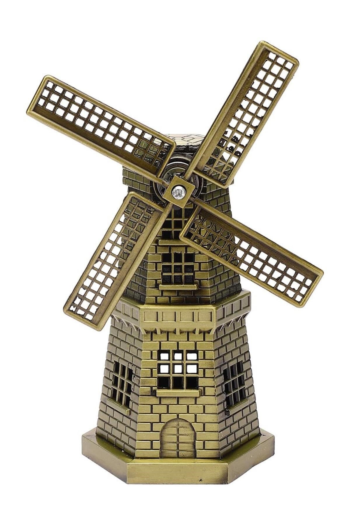 HollandaDünyadan HediyelerDNY-HD100845Keskin Hediyelik Eşya Ve TekstilVintage Metal Hollanda Yel Değirmeni Biblo Antik Bronz 17 cm