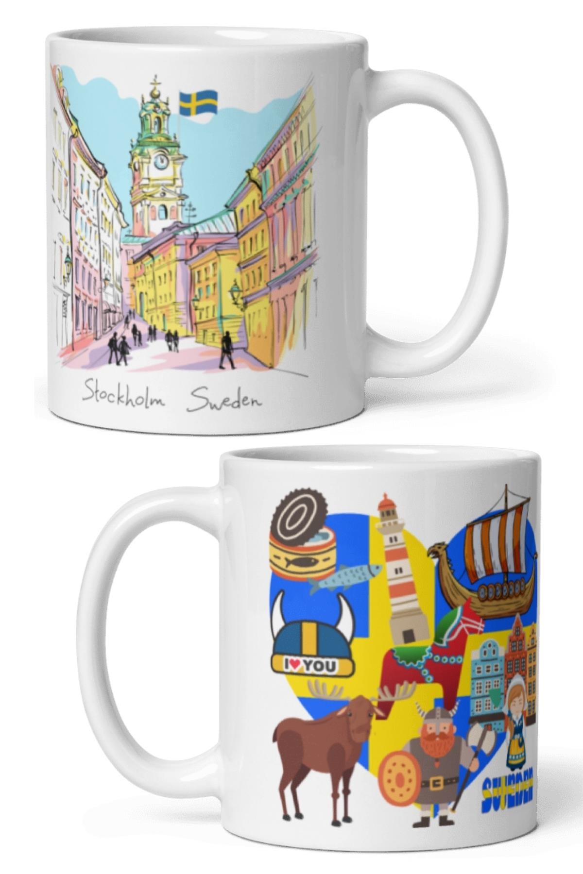 İsveçDünyadan HediyelerDNY-HDMUGB11Keskin Hediyelik Eşya Ve Tekstilİsveç Kupa Bardak 2 Adet Seyahat Hatıra Sweden Mug
