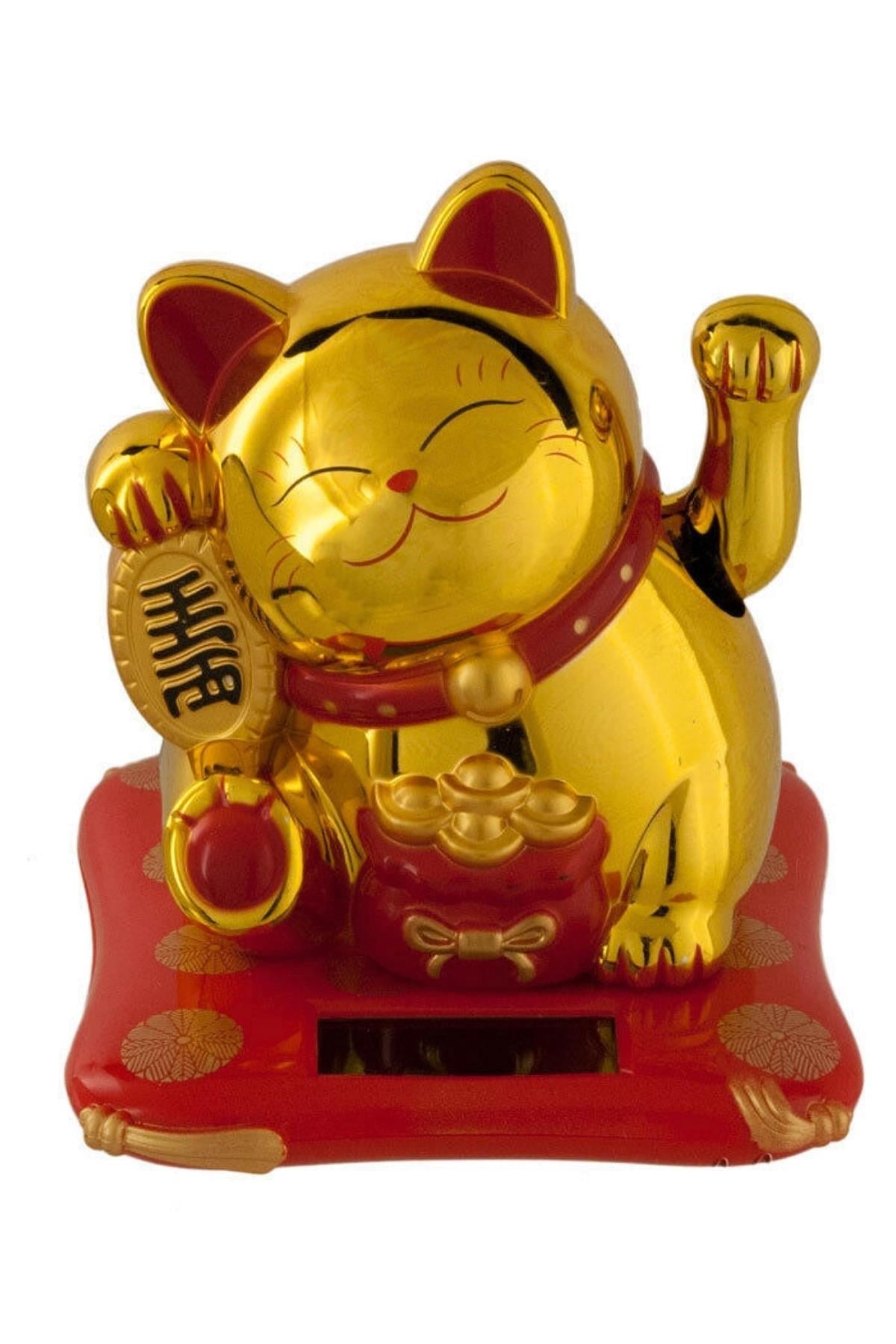 JaponyaDünyadan HediyelerDNY-HDOANRMZN01Keskin Hediyelik Eşya Ve TekstilManeki Neko El Sallayan Şans Kedisi Gold Solar Güneş Enerjili 7.5 cm