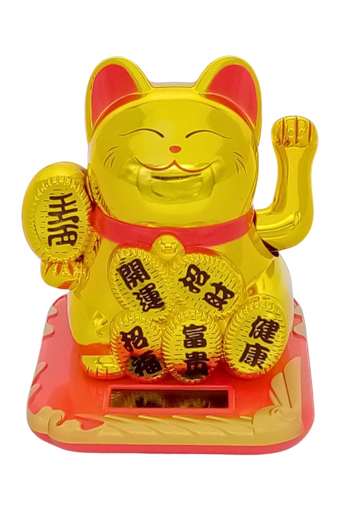 JaponyaDünyadan HediyelerDNY-HDOANRMZN03Keskin Hediyelik Eşya Ve TekstilManeki Neko El Sallayan Şans Kedisi Gold Solar Güneş Enerjili 10.5 cm