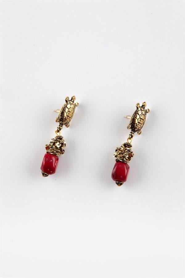 KarayiplerDünyadan HediyelerSD-MRCKPLMB02Keskin Hediyelik Eşya Ve TekstilDoğal Mercan Taşlı Kaplumbağa Küpe