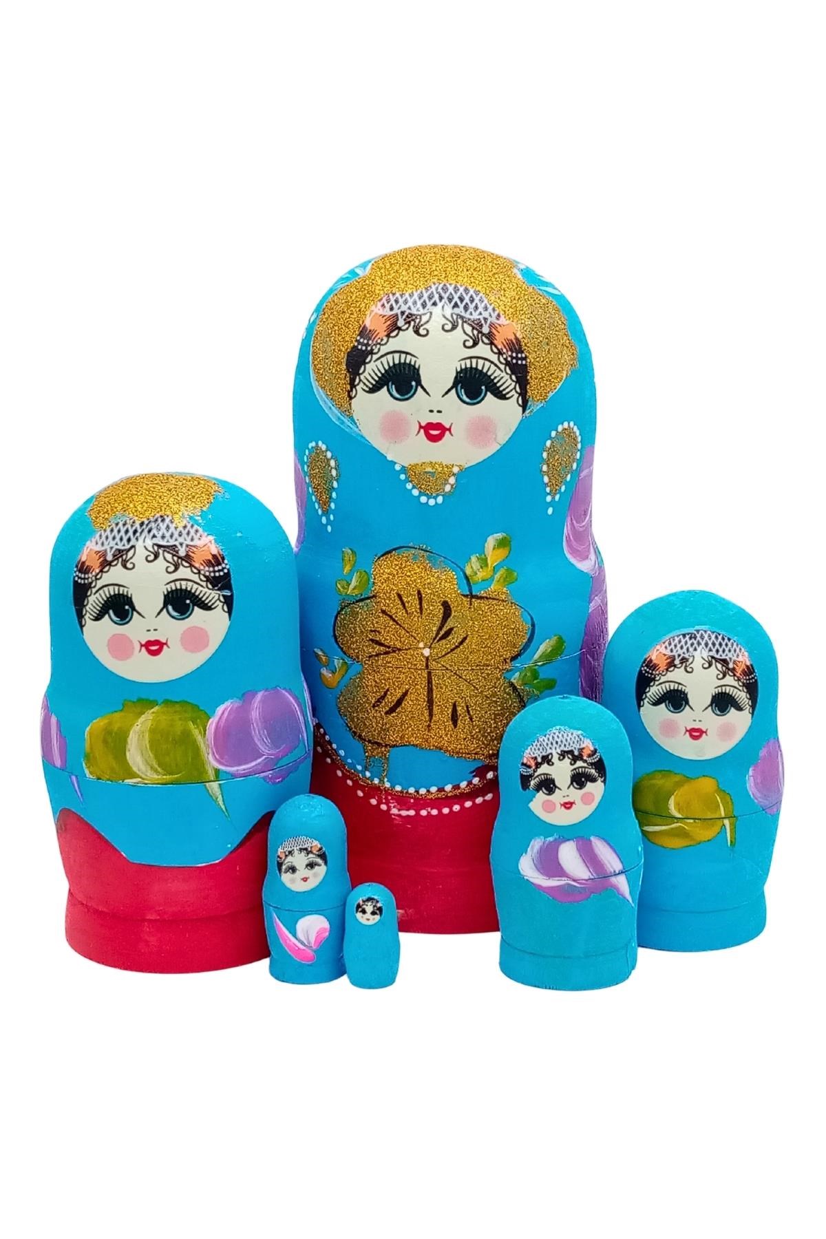 RusyaDünyadan HediyelerDNY-HDYMTRSK6MVKeskin Hediyelik Eşya Ve TekstilAhşap Matruşka Bebek Renkli Büyük Altılı Set Mavi