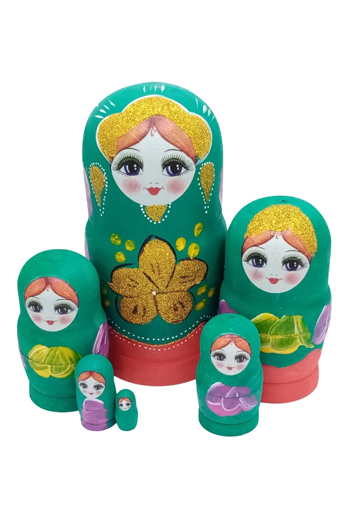 RusyaDünyadan HediyelerDNY-HDYMTRSK6YSKeskin Hediyelik Eşya Ve TekstilAhşap Matruşka Bebek Renkli Büyük Altılı Set Yeşil