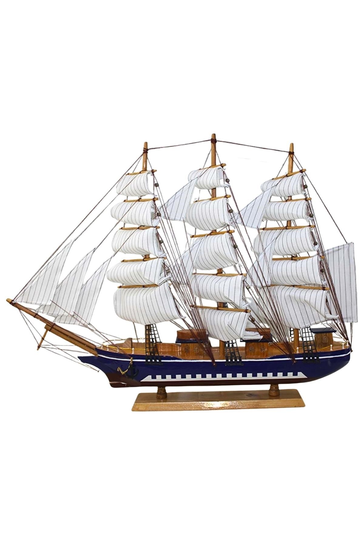 TürkiyeDünyadan HediyelerDNY-HDALK3449Keskin Hediyelik Eşya Ve TekstilAhşap Yelkenli Gemi 75cm El Yapımı Vintage Dekor Model Yat