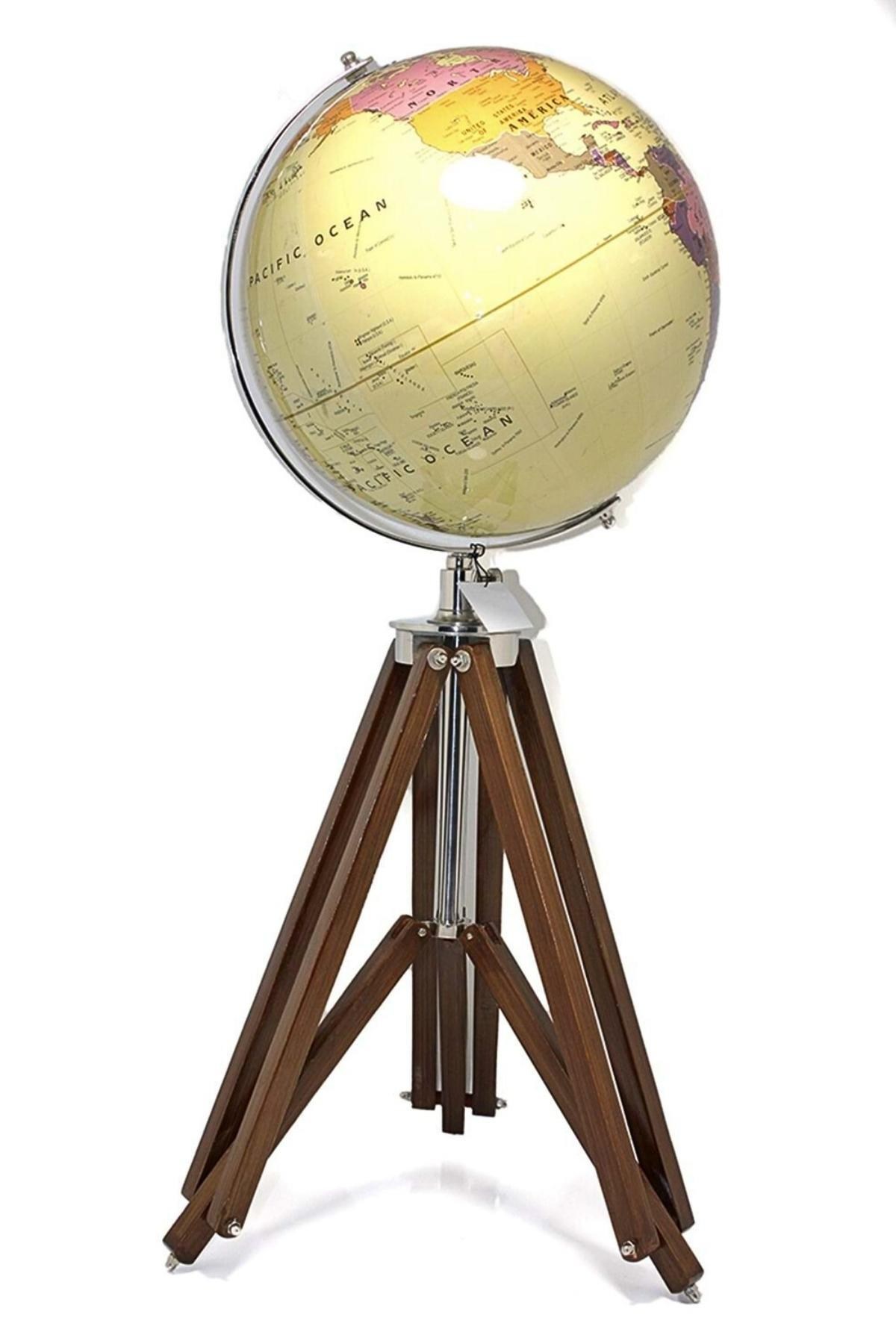 TürkiyeDünyadan HediyelerSL979SARIKeskin Hediyelik Eşya Ve TekstilAhşap Tripod Standlı Dünya Küre Zemin Dekoru Döner Dünya Küre Modern Harita Atlas 77cm Sarı