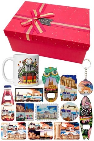 AlmanyaDünyadan HediyelerDNY-HDYKT01Keskin Hediyelik Eşya Ve TekstilAlmanya Hediye Kutusu 10 Parça Kupa Magnet Anahtarlık Kutu
