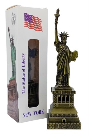 Amerika Birleşik DevletleriDünyadan HediyelerDNY-HD100848Keskin Hediyelik Eşya Ve TekstilVintage Metal USA Özgürlük Heykeli Biblo Antik Bronz 18 cm