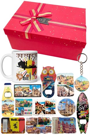 BelçikaDünyadan HediyelerDNY-HDYKT03Keskin Hediyelik Eşya Ve TekstilBelçika Hediye Kutusu 10 Parça Kupa Magnet Anahtarlık Kutu