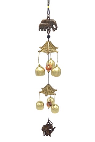 ÇinDünyadan HediyelerDNY-HD100372MS35BKeskin Hediyelik Eşya Ve TekstilFeng Shui Metal Rüzgar Çanı İki Katlı Bereket Filleri 6 Çan