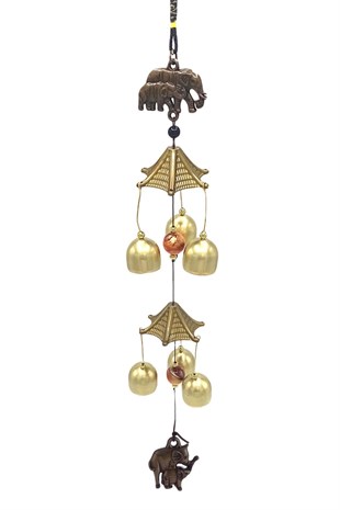ÇinDünyadan HediyelerDNY-HD100372MS35BKeskin Hediyelik Eşya Ve TekstilFeng Shui Metal Rüzgar Çanı İki Katlı Bereket Filleri 6 Çan