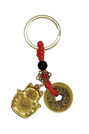 ÇinDünyadan HediyelerDNY-HDALK2256Keskin Hediyelik Eşya Ve TekstilÇin Feng Shui Şans ve Bereket Parası Maneki Neko Metal Anahtarlık