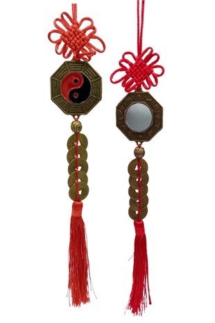 ÇinDünyadan HediyelerDNY-HDALK2258Keskin Hediyelik Eşya Ve TekstilÇin Feng Shui Şans ve Bereket Bagua Ayna Beşli Para 35 cm