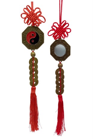 ÇinDünyadan HediyelerDNY-HDALK2258Keskin Hediyelik Eşya Ve TekstilÇin Feng Shui Şans ve Bereket Bagua Ayna Beşli Para 35 cm