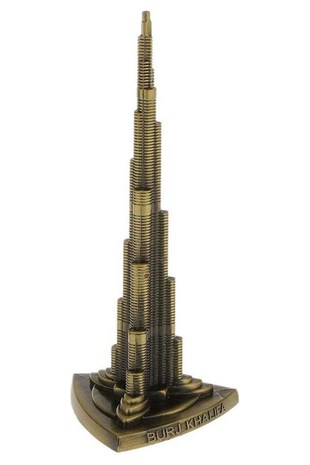 DubaiDünyadan HediyelerDNY-HD100852Keskin Hediyelik Eşya Ve TekstilVintage Metal Burj Khalifa Biblo Antik Bronz 22 cm Burç Halife