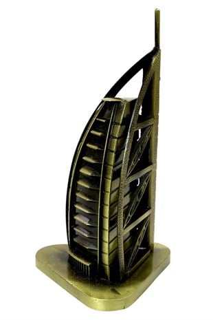 DubaiDünyadan HediyelerDNY-HD100854Keskin Hediyelik Eşya Ve TekstilVintage Metal Dubai Burj Al Arab Biblo Antik Bronz 16 cm