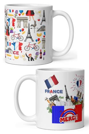 FransaDünyadan HediyelerDNY-HDMUGB06Keskin Hediyelik Eşya Ve TekstilFransa Kupa Bardak 2 Adet Seyahat Hatıra France Mug
