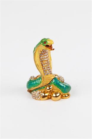 HindistanDünyadan HediyelerALY368-1251Keskin Hediyelik Eşya Ve TekstilYeşil Kral Kobra Swarovski Taşlı Mücevher Kutusu