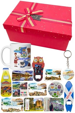 İskoçyaDünyadan HediyelerDNY-HDYKT10Keskin Hediyelik Eşya Ve Tekstilİskoçya Hediye Kutusu 10 Parça Kupa Magnet Anahtarlık Kutu