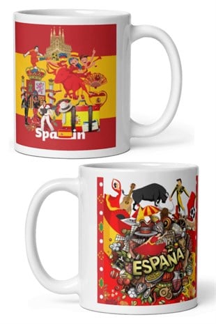 İspanyaDünyadan HediyelerDNY-HDMUGB09Keskin Hediyelik Eşya Ve Tekstilİspanya Kupa Bardak 2 Adet Seyahat Hatıra Spain Mug