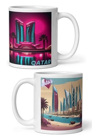 KatarDünyadan HediyelerDNY-HDMUGB55Keskin Hediyelik Eşya Ve TekstilKatar Kupa Bardak 2 Adet Seyahat Hatıra Qatar Mug