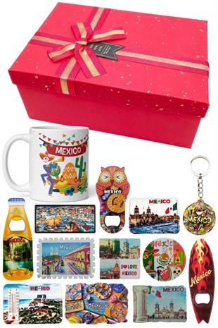 MeksikaDünyadan HediyelerDNY-HDYKT35Keskin Hediyelik Eşya Ve TekstilMeksika Hediye Kutusu 10 Parça Kupa Magnet Anahtarlık Kutu