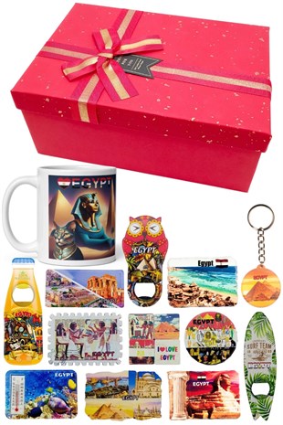 MısırDünyadan HediyelerDNY-HDYKT53Keskin Hediyelik Eşya Ve TekstilMısır Hediye Kutusu 10 Parça Kupa Magnet Anahtarlık Kutu