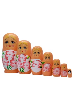 RusyaDünyadan HediyelerDNY-HD101459Keskin Hediyelik Eşya Ve TekstilAhşap Matruşka Bebek Yedili Set Turuncu