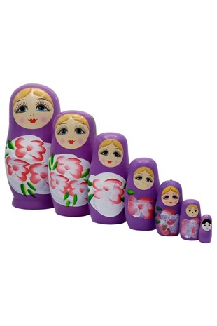 RusyaDünyadan HediyelerDNY-HD101461Keskin Hediyelik Eşya Ve TekstilAhşap Matruşka Bebek Yedili Set Mor