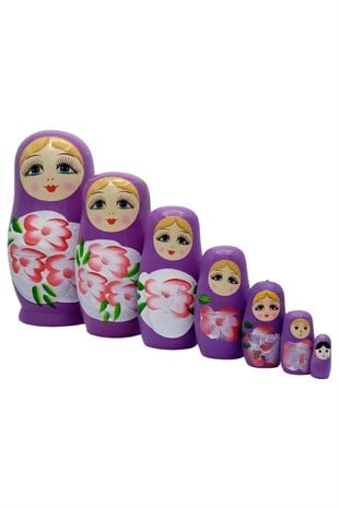 RusyaDünyadan HediyelerDNY-HD101461Keskin Hediyelik Eşya Ve TekstilAhşap Matruşka Bebek Yedili Set Mor