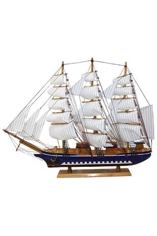 TürkiyeDünyadan HediyelerDNY-HDALK3449Keskin Hediyelik Eşya Ve TekstilAhşap Yelkenli Gemi 75cm El Yapımı Vintage Dekor Model Yat