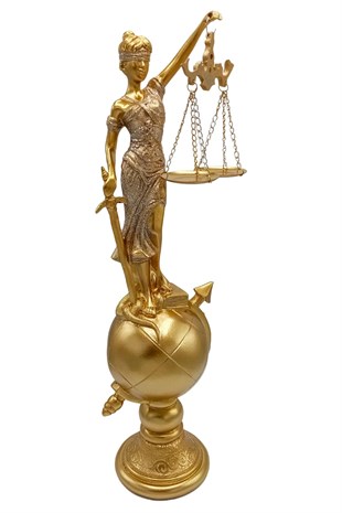 YunanistanDünyadan HediyelerDNY-HDY2894Keskin Hediyelik Eşya Ve TekstilThemis Adalet Terazisi Heykeli ve Dünya Biblo Gold 37cm